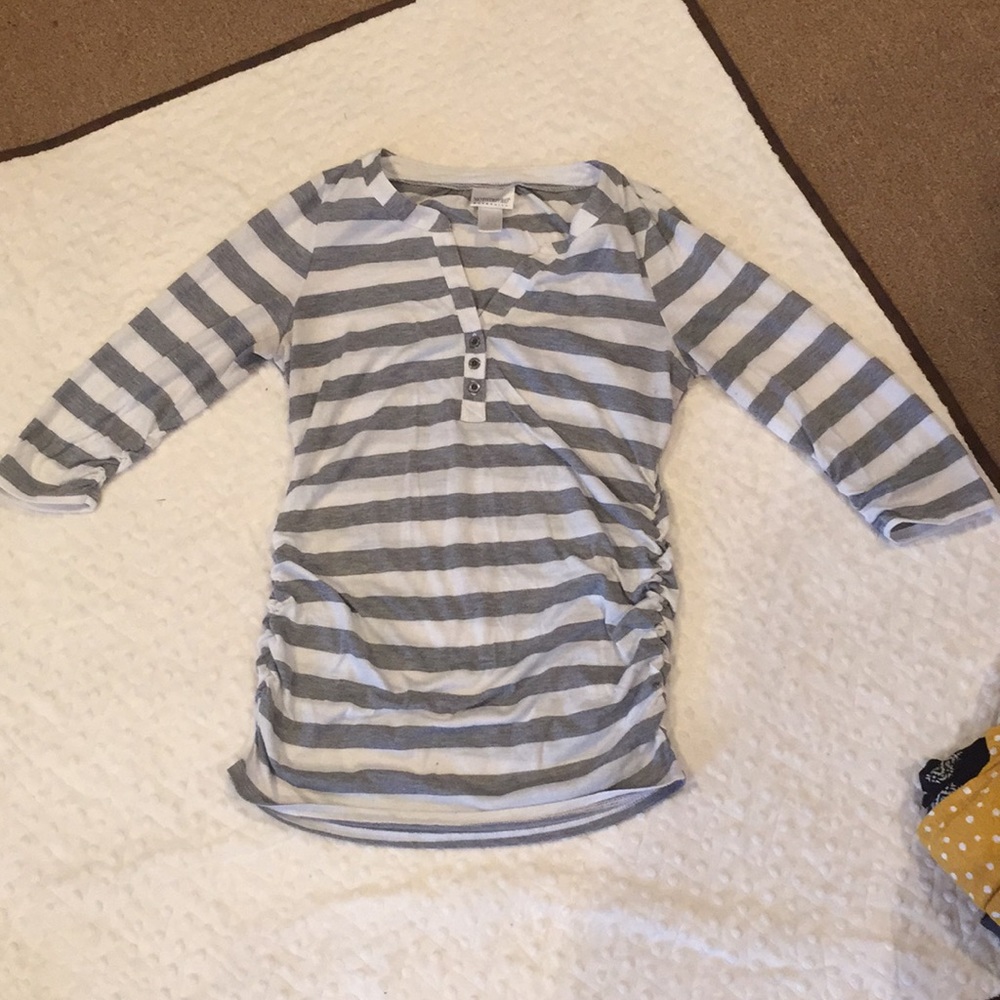 Motherhood maternity gray and white striped top